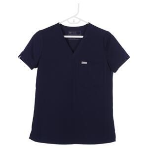 FIGS Catarina One-Pocket Scrub Top Women XS Navy Blue Short Sleeve V-Neck